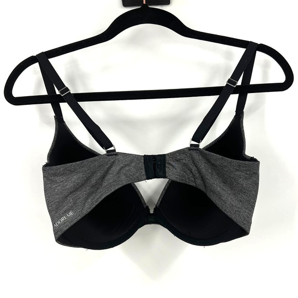 Adore Me Black Gray Underwire T-shirt Bra, Adjustable Straps Basic Women 34DDD - Picture 2 of 9